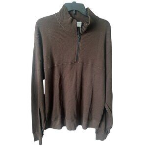 NWT Cotton Citizen Cooper Brown Thermal Quarter Zip Long Sleeve Sweater Medium